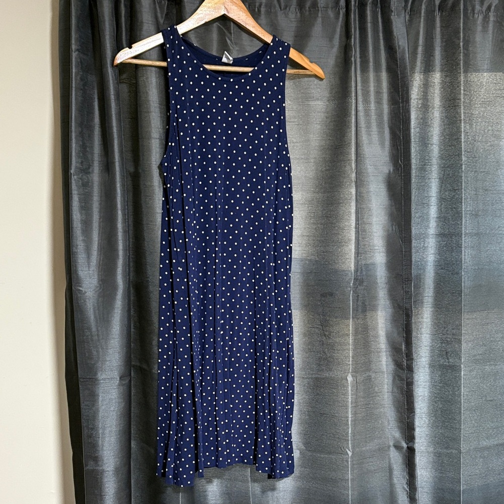 Old Navy Navy Sleeveless Mini Dress with White Dots